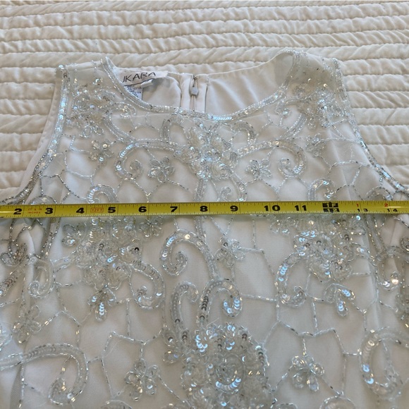 J Kara Full Length White Dress Beaded Scallop Top Fully Lined - Picture 9 of 10